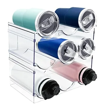 Spaclear 3 Pack Water Bottle Organizer, Stackable Kitchen Home Organization and Storage Rack, Plasti...