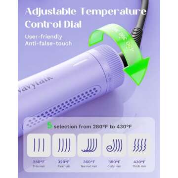 Wavytalk Airflow Styler Curling Iron with 360° Cooling Air, Hair Straightener and Curler 2 in 1, Adjustable Temp. for All Hair Types, Lock in Curls Quicker, Dual Voltage, Purple