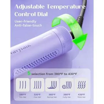 Wavytalk Airflow Styler Curling Iron with 360° Cooling Air, Hair Straightener and Curler 2 in 1, Adjustable Temp. for All Hair Types, Lock in Curls Quicker, Dual Voltage, Purple