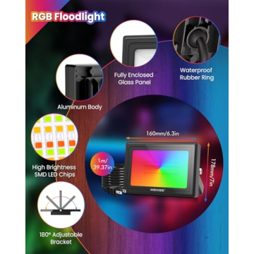 MEIKEE RGBW LED Flood Lights for Christmas and Halloween