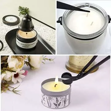 YONUFI Candle Snuffer, Candle Wick Trimmer Wick Dipper with Tray 4 in 1 Candle Accessory Set (Black)