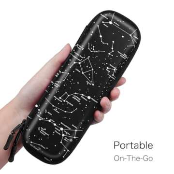 Fintie Holder Case for Apple Pencil Pro, Apple Pencil (USB-C / 1st / 2nd Generation), PU Leather Carrying Bag Sleeve Compatible with Pen, USB Cable, Samsung Stylus, Constellation