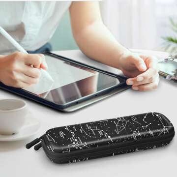 Fintie Holder Case for Apple Pencil Pro, Apple Pencil (USB-C / 1st / 2nd Generation), PU Leather Carrying Bag Sleeve Compatible with Pen, USB Cable, Samsung Stylus, Constellation