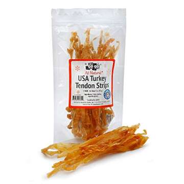 GOGO 3oz Turkey Tendon Strips Dog Chew Treats Sources and Made in The USA (1 Pack)