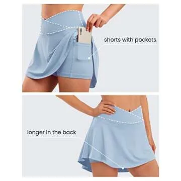 ED3SIZE Skorts for Women with Pockets Tennis Skirt with Shorts High Waist Golf Skorts Pleated Athletic Workout Running Fall Skirts (Light Blue, S)