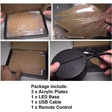 Holinox 3D Lamp Gadget Gift with Remote Control 16 Led Colors , MFT-015