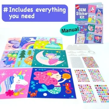 EZCRA Fun Gem Sticker Kit - 990+ Stickers for Kids