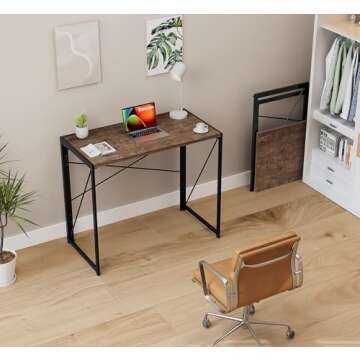 Coavas Small Folding Desk 31.5 inch Foldable Computer Desks, Spaces Saving Writing Table for Bedroom...