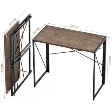 Coavas Small Folding Desk 31.5 inch Foldable Computer Desks, Spaces Saving Writing Table for Bedroom, Home Office, Dorm, Apartment, Kids, Adults, Brown