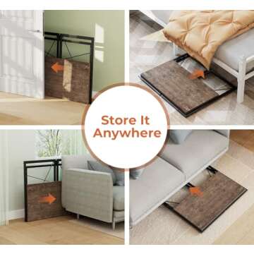 Coavas Small Folding Desk 31.5 inch Foldable Computer Desks, Spaces Saving Writing Table for Bedroom, Home Office, Dorm, Apartment, Kids, Adults, Brown