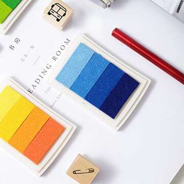 Vibrant Rainbow Ink Pad Set for Creative Crafts