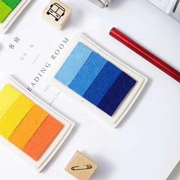 Vibrant Rainbow Ink Pad Set for Creative Crafts