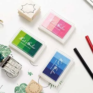 Vibrant Rainbow Ink Pad Set for Creative Crafts