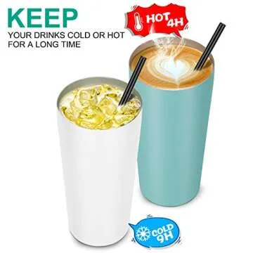 VEGOND 20oz Tumbler Bulk with Lid and Straw 1 Pack, Stainless Steel Vacuum Insulated Tumbler, Double Wall Coffee Cup Travel Mug, White