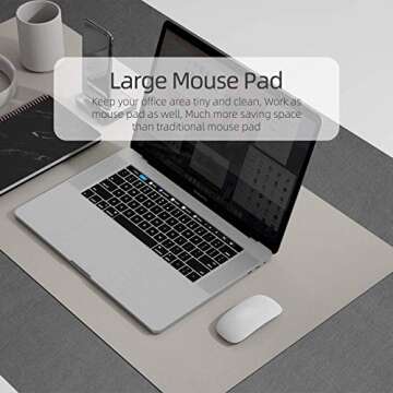 YSAGi Multifunctional Office Desk Pad, Ultra Thin Waterproof PU Leather Mouse Pad, Dual Use Desk Writing Mat for Office/Home (31.5" x 15.7", Grey)