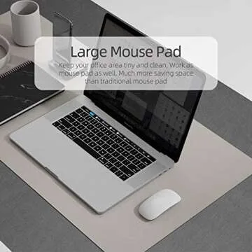 YSAGi Multifunctional Office Desk Pad, Ultra Thin Waterproof PU Leather Mouse Pad, Dual Use Desk Writing Mat for Office/Home (31.5" x 15.7", Grey)