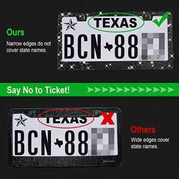 Tchipie Bling Rhinestone License Plate Frames for Women