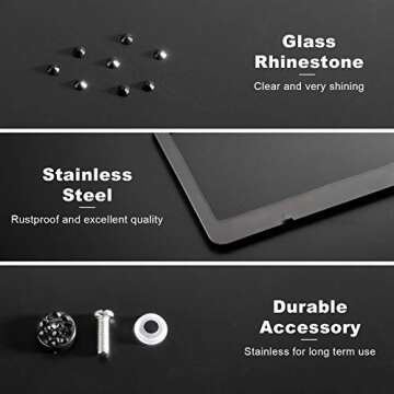 Tchipie Bling Rhinestone License Plate Frames for Women