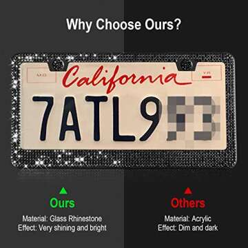 Tchipie Bling Rhinestone License Plate Frames for Women