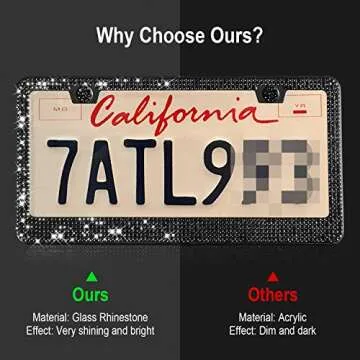 Tchipie Bling Rhinestone License Plate Frames for Women