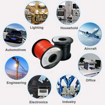 ZIGPEO 10 AWG Silicone Wire 50FT, Extra Flexible 10 Gauge Stranded Copper Wire, High Temp 392℉ 600V - RC, Automotive, Battery | Tinned Copper Conductor - 25FT Red & 25FT Black Spools