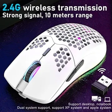 XINMENG Wireless Gaming Mouse with Honeycomb Design