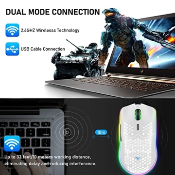 XINMENG Wireless Gaming Mouse with Honeycomb Design
