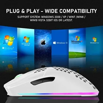 XINMENG Wireless Gaming Mouse with Honeycomb Design