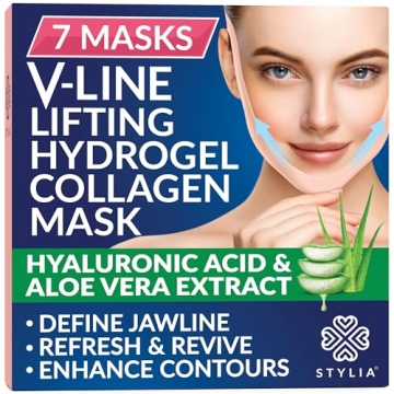 Stylia Double Chin Mask - V Line Chin Strap - Lifting Collagen Face Mask with Hyaluronic Acid & Aloe...