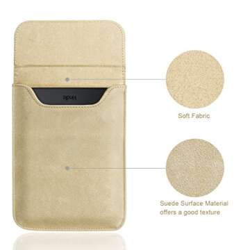 WALNEW 6 Inch Sleeve for All-New Kindle 2024 and 2022/Kindle 2019(J9G29R)/6" Kindle Paperwhite/Kindle Voyage/Kindle (8th Gen, 2016)/Kindle 4/5/Kindle Touch Protective Pouch Bag Case Cover, Khaki