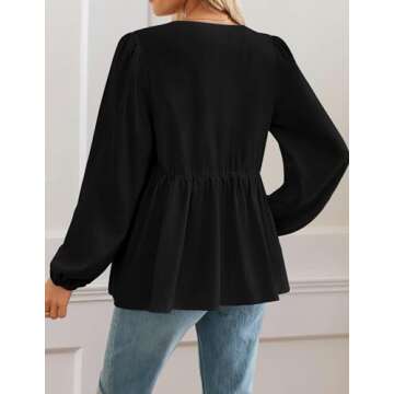 ZESICA Tie Front Babydoll Blouse - Chic and Versatile