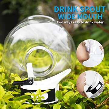 128OZ/1 Gallon Water Bottle with Straw Motivational Water Bottle with Time Marker, Large Water Bottle 128 Oz Water Bottle, Big Water Jug for Sports Water Bottles, Two Handles BPA Free (white)