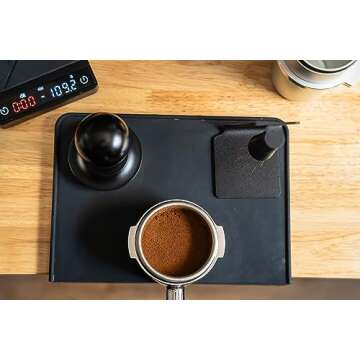 MiiCoffee Espresso Tamper Mat - Black Silicone Food Grade Pad 8x6 Inch