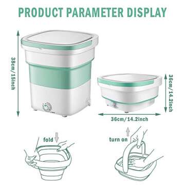 Portable Washing Machine, 1.8L Foldable Mini Washing Machine, Small Clothes Washer for Apartment Dor...