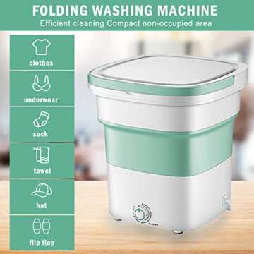 Portable Washing Machine, 1.8L Foldable Mini Washing Machine, Small Clothes Washer for Apartment Dorm, Laundry, Camping, RV, Travel, Underwear, Personal (Green)
