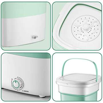 Portable Washing Machine, 1.8L Foldable Mini Washing Machine, Small Clothes Washer for Apartment Dorm, Laundry, Camping, RV, Travel, Underwear, Personal (Green)