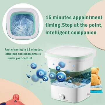 Portable Washing Machine, 1.8L Foldable Mini Washing Machine, Small Clothes Washer for Apartment Dorm, Laundry, Camping, RV, Travel, Underwear, Personal (Green)