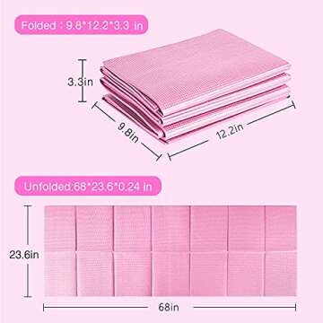 Travel Foldable Yoga Mat,6mm Non-Slip Portable Eco Friendly for Pilates/Exercise/Workouts,Lightweight w/Carry Bag (pink, 68''L x 24''W x 6mm)