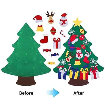 JIALWEN DIY Felt Christmas Tree Set for Kids & Toddlers