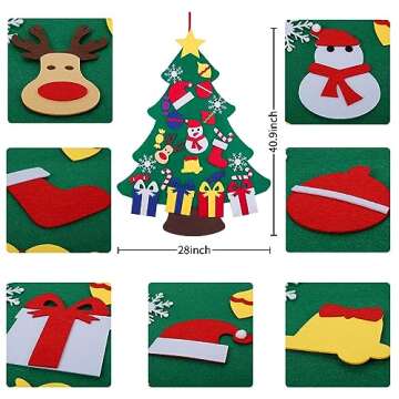 JIALWEN DIY Felt Christmas Tree Set for Kids & Toddlers