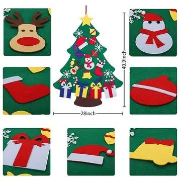 JIALWEN DIY Felt Christmas Tree Set for Kids & Toddlers