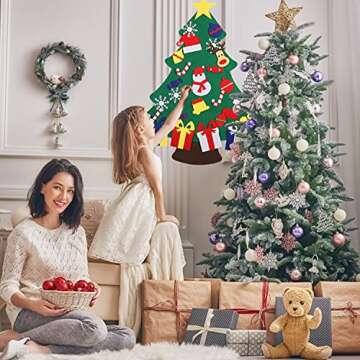 JIALWEN DIY Felt Christmas Tree Set for Kids & Toddlers