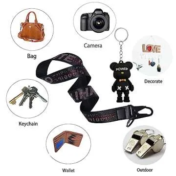 Behoneybee Off Classic Wristlet Keychain Strap Wristlet Strap Fashion Keychain Lanyard Office Badge Keychain Holders Waist Decor Lanyard for Car Keys Assecories - (Black)