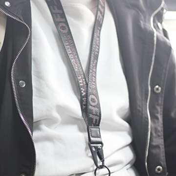 Behoneybee Off Classic Wristlet Keychain Strap Wristlet Strap Fashion Keychain Lanyard Office Badge Keychain Holders Waist Decor Lanyard for Car Keys Assecories - (Black)