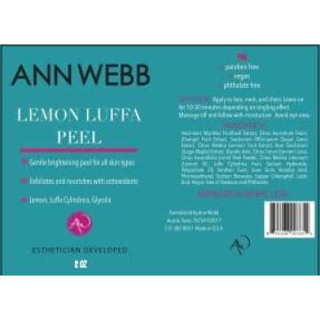 Ann Webb Lemon Luffa Peel - Lemon Glycolic Mask -All Natural Fruit Enzyme Brightening Face Mask w/Fr...