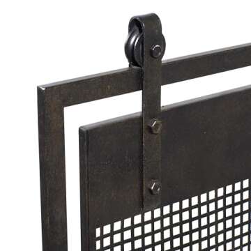 Deco 79 Metal Geometric Living Room Fireplace Screen Suspended Grid Single Panel Fire Spark Guard with Bolted Detailing, Screen 38" x 9" x 35", Black