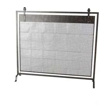 Deco 79 Metal Geometric Living Room Fireplace Screen Suspended Grid Single Panel Fire Spark Guard with Bolted Detailing, Screen 38" x 9" x 35", Black