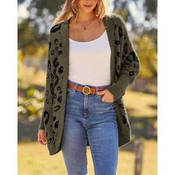 BTFBM Womens Cardigan Sweaters Long Sleeve Open Front Cardigans Fall Fashion Loose Knit Printed Outw...