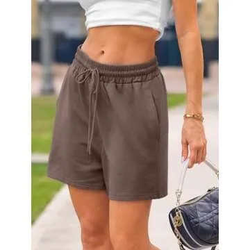 EFAN Womens Sweat Shorts Summer Lounge Casual Comfy High Waisted Shorts Workout Drawstring Cotton Shorts with Pockets 2024
