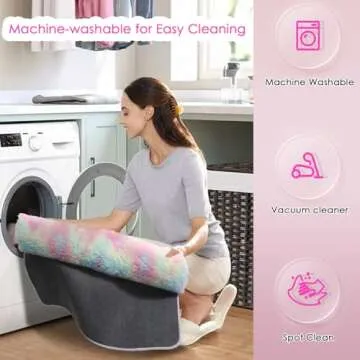 Rainbow Rugs for Girls Bedroom Living Room, 6x9 Rug, Fluffy Unicorn Decor, Pastel Area Rug for Kids, Fuzzy Shag Carpet for Baby Nursery, Playroom, Soft Plush Throw Mat